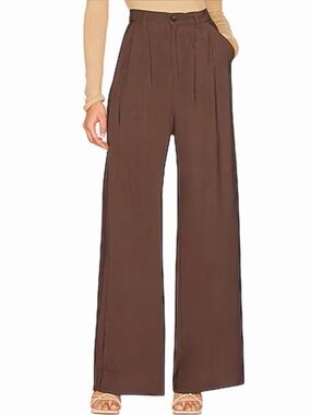 NONCHALANT LABEL Fabi Dark Chocolate Wide Leg Pants M Neutral Contemporary